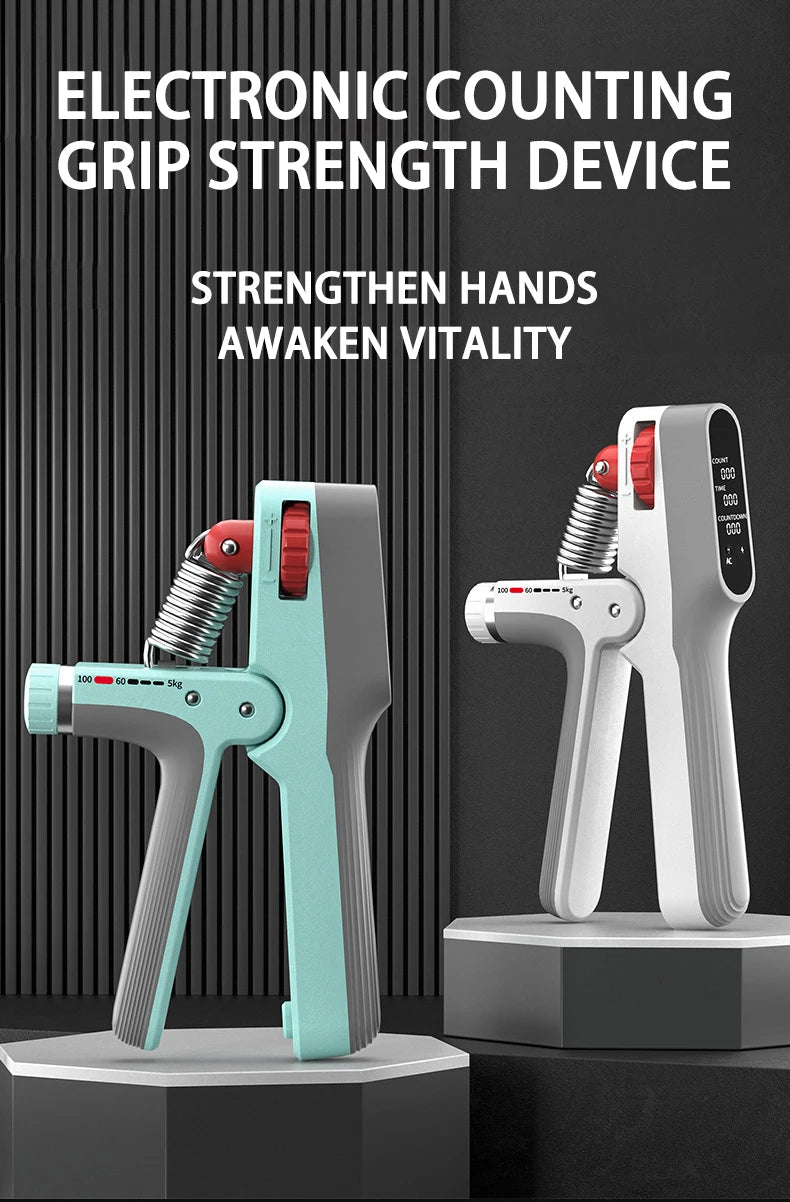 Electronic Counting Timing Grip Strength Device Adjustable Weight Fitness Hand Strength Training Grip Strength Device Hand