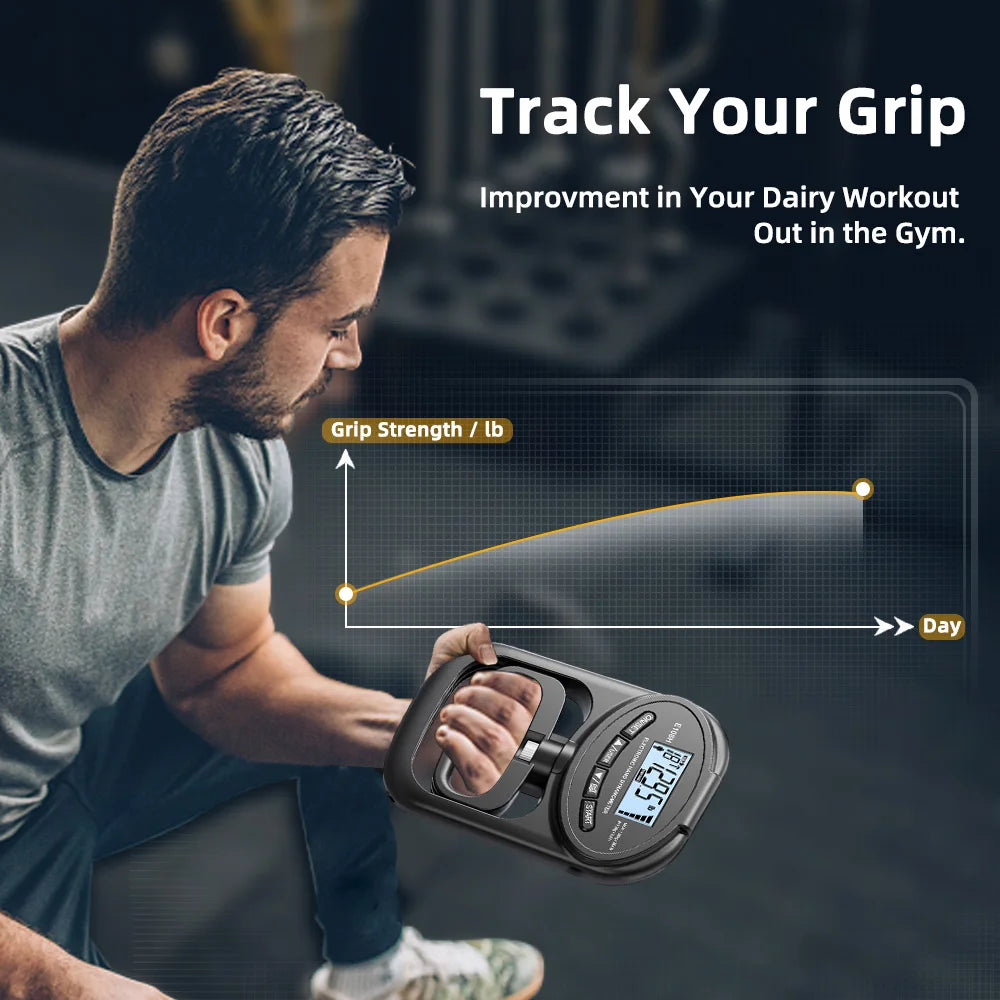 Grip Strength Tester 265Lbs/120Kg Digital Hand Dynamometer Grip Strength Meter USB LCD Screen Hand Grip Dynamometer