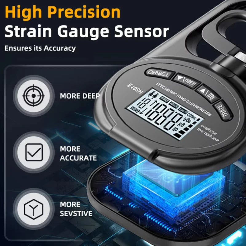 Grip Strength Tester 265Lbs/120Kg Digital Hand Dynamometer Grip Strength Meter USB LCD Screen Hand Grip Dynamometer